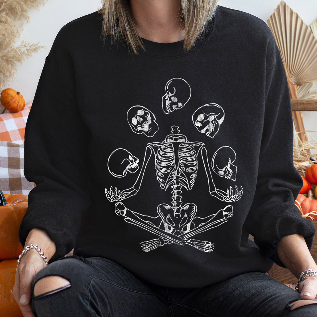 Skeleton Juggling Vintage Halloween Circus Parade Night Scene Artwork Sweatshirt