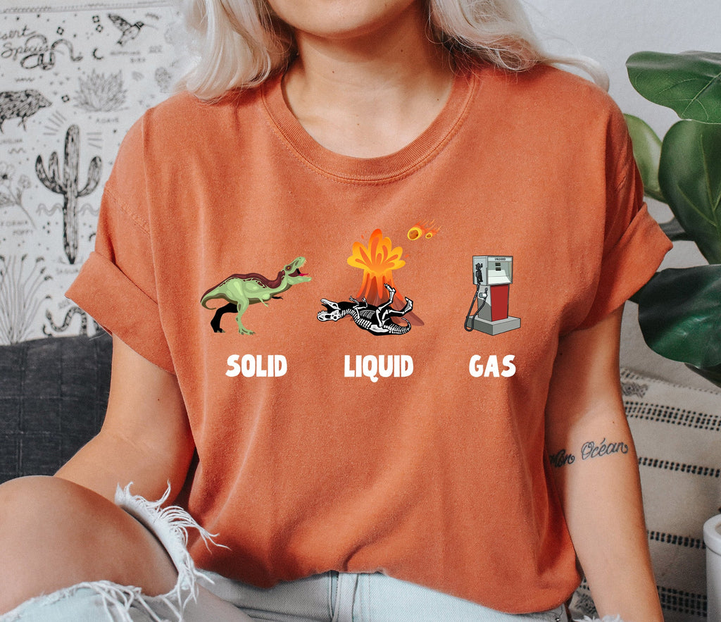 Solid Liquid Gas Dinosaurs Funny Science Edition For Curious Minds Comfort Colors Tee