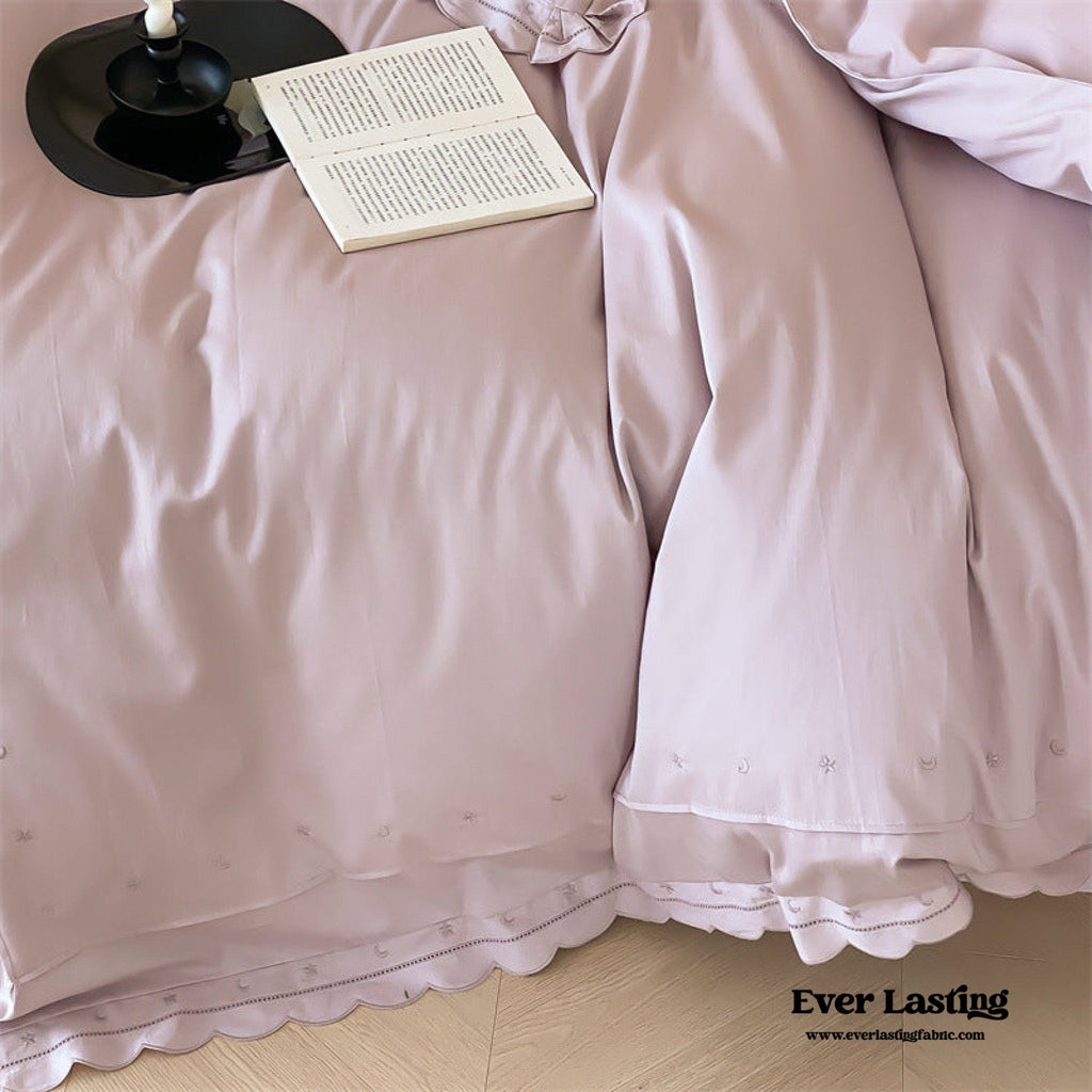 Star Gaze Short Cake Ruffle Bedding Set / White