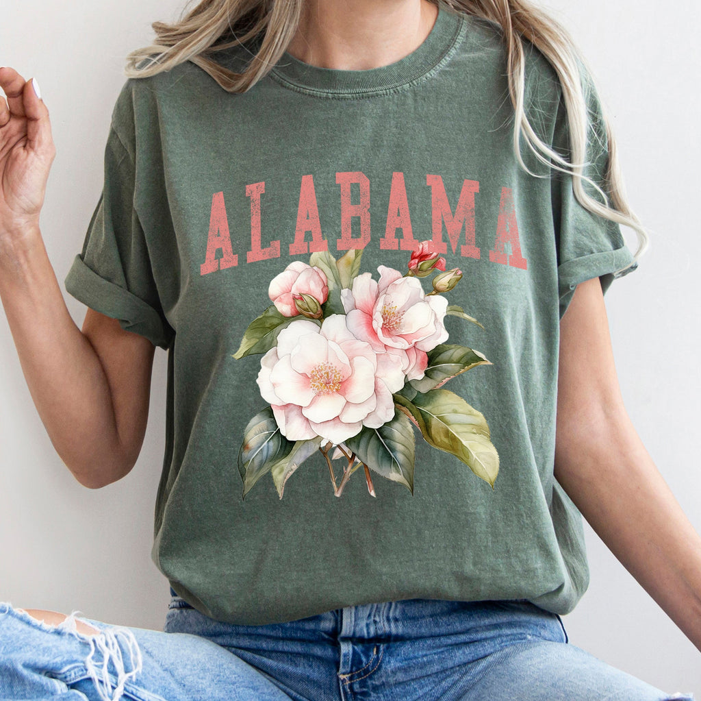 Alabama State Flower Elegant Garden Emblem Inspired Botanical Motif Comfort Colors Tee
