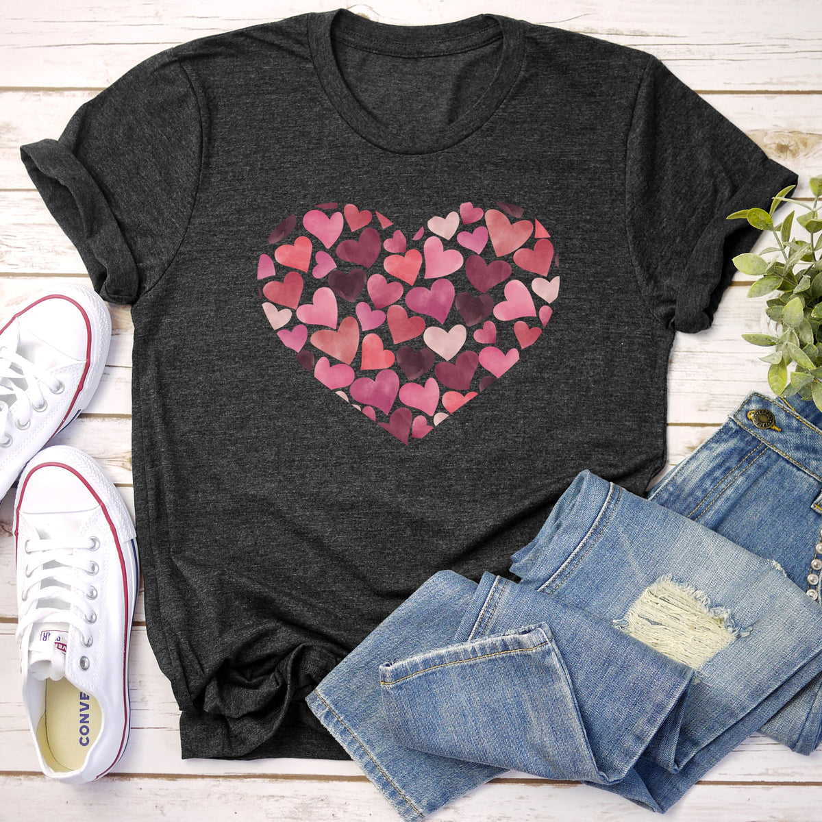Watercolor Hearts Valentine's Day Edition Ultra Soft Premium Cotton Everyday Graphic Tee