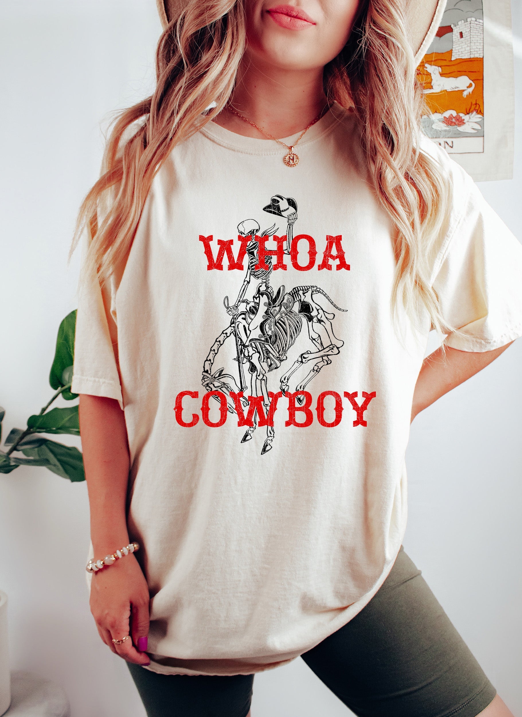 Whoa Cowboy Rodeo Funny Vintage Western Quote Artwork Graphic Comfort Colors Tee