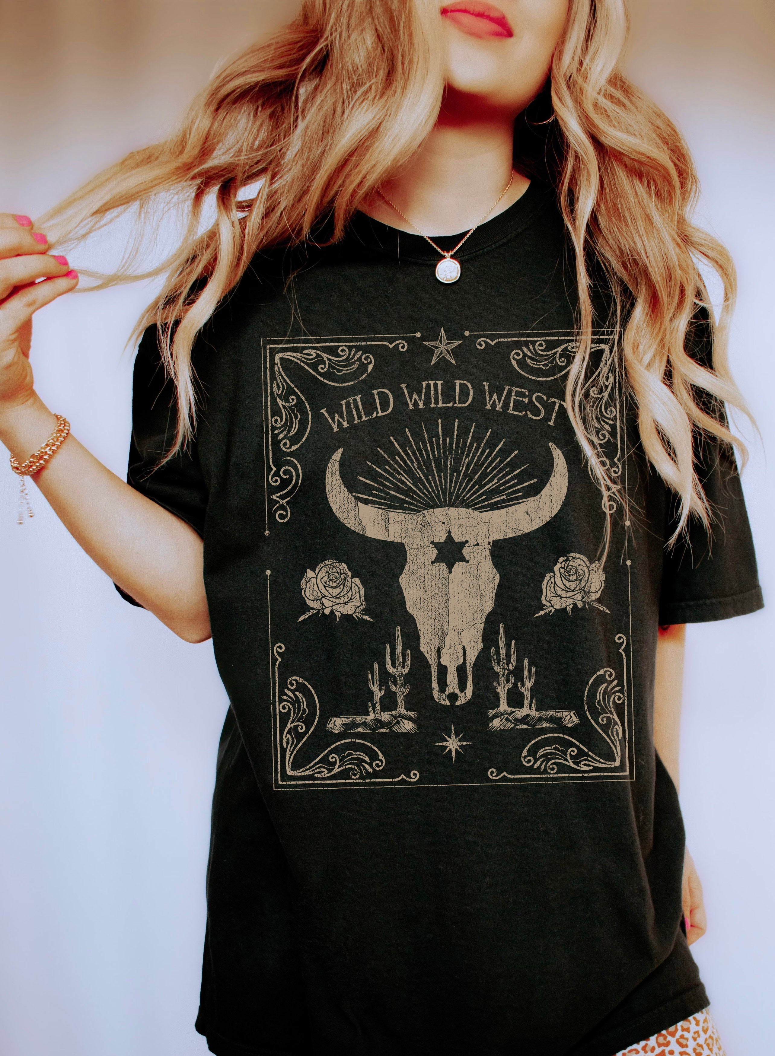 Wild Wild West Desert And Roses Vintage Edition Deluxe Rustic Western Sunset Adventure Collection Comfort Colors Tee