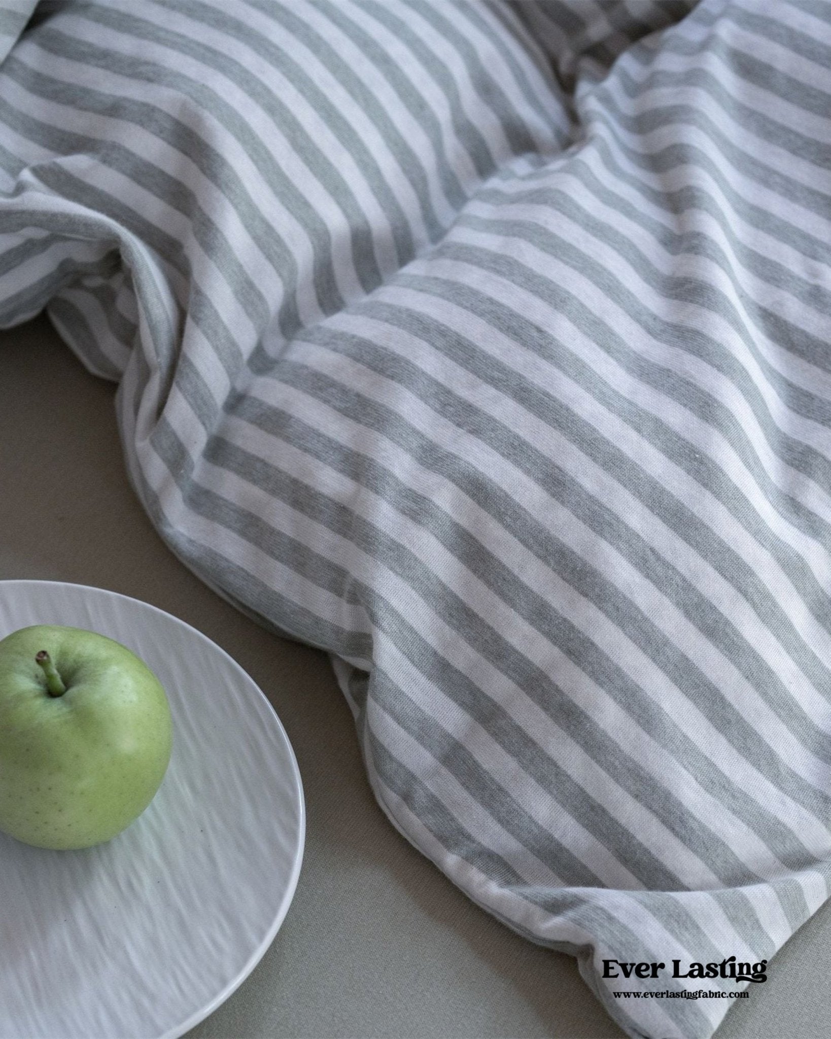 Wren Fresh Striped Jersey Knit Bedding Set / Green