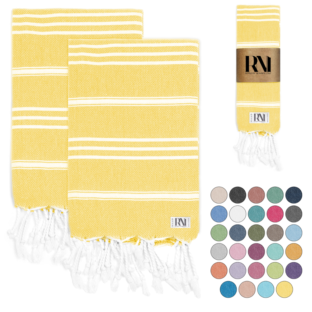 Istanbul Classic Turkish Hand Towel Set for Kitchen, Bath, Beach, Gym, Yoga and Travel