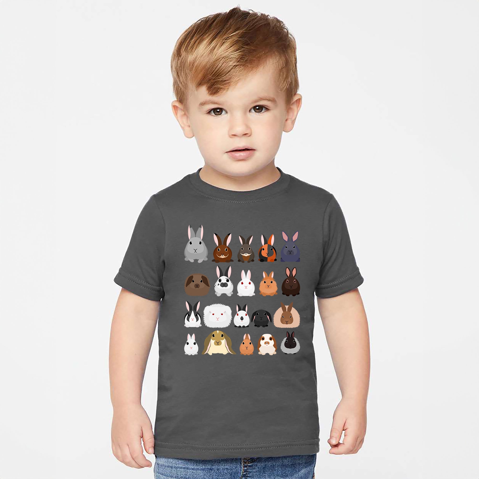 Rabbit Lovers Farm Animal Illustration Breeds For Kids Cute Nursery Style Graphic Tee